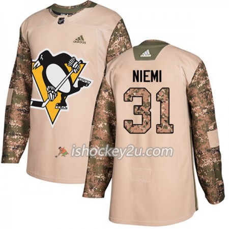 Mænd NHL Pittsburgh Penguins Trøje Antti Niemi 31 Adidas 2017-2018 Camo Veterans Day Practice Authentic